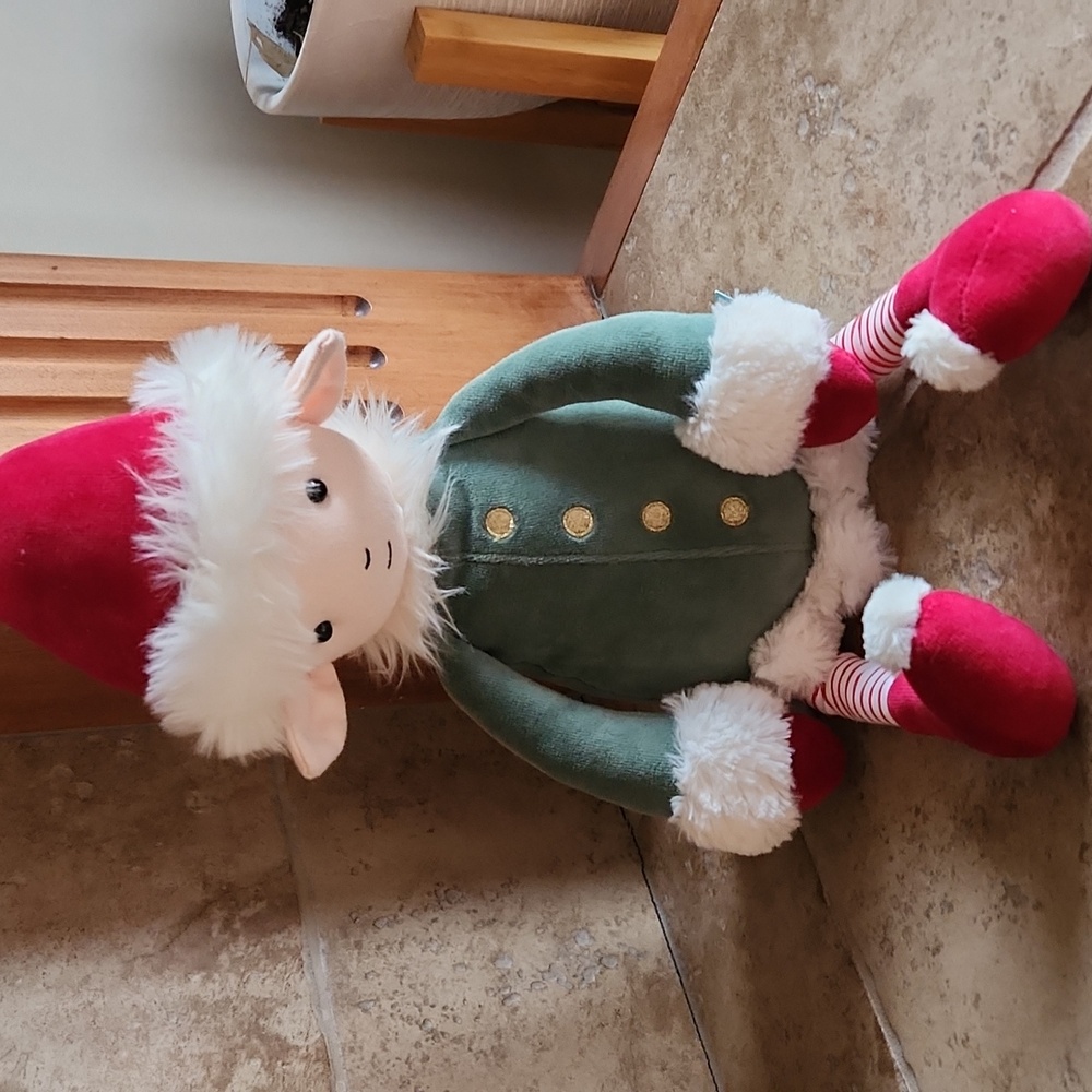Jellycat Large Leffy Christmas Elf Doll in Green Coat and Red Hat - Picture 7 of 12